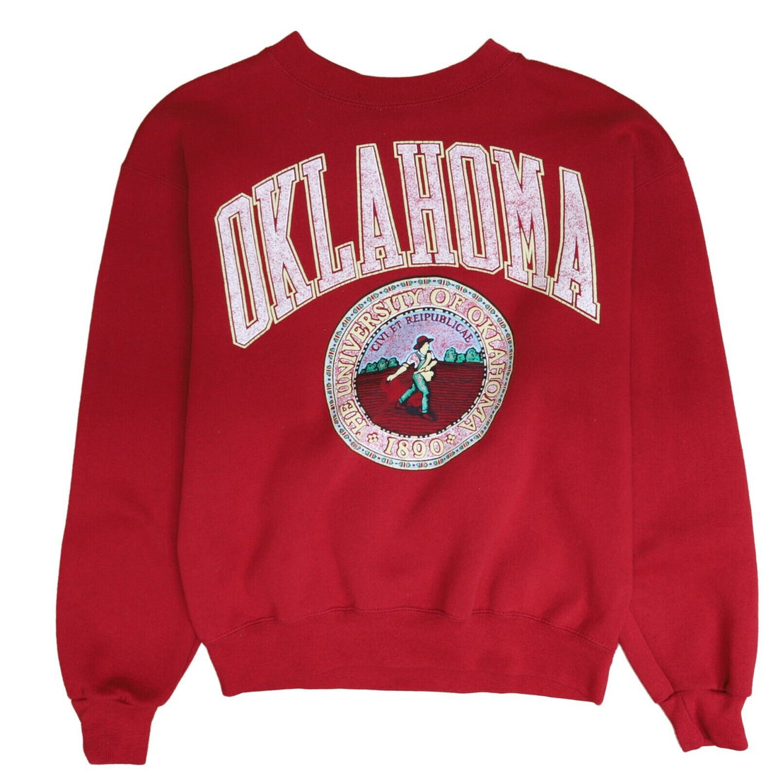 Vintage Oklahoma Sooners Sweatshirt Crewneck Size Large Red 90s NCAA