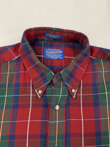 Vintage Pendleton Plaid Fireside Button Up Shirt Size Large Red 2004