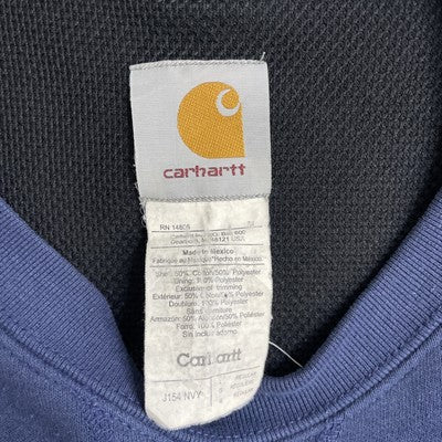 Vintage Carhartt Thermal Waffle Lined Crewneck Sweatshirt Size Large Blue
