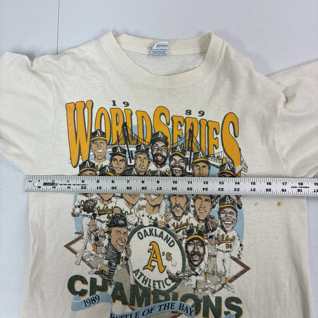 Vintage Oakland Athletics 1989 World Series Caricature T-Shirt Medium 80s MLB