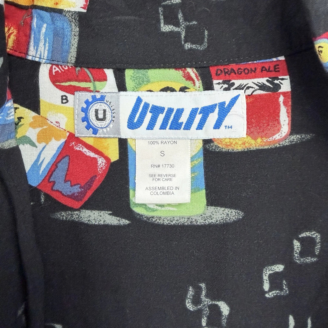 Beer Hawaiian Short Sleeve Button Up Shirt Size Small All Over Print
