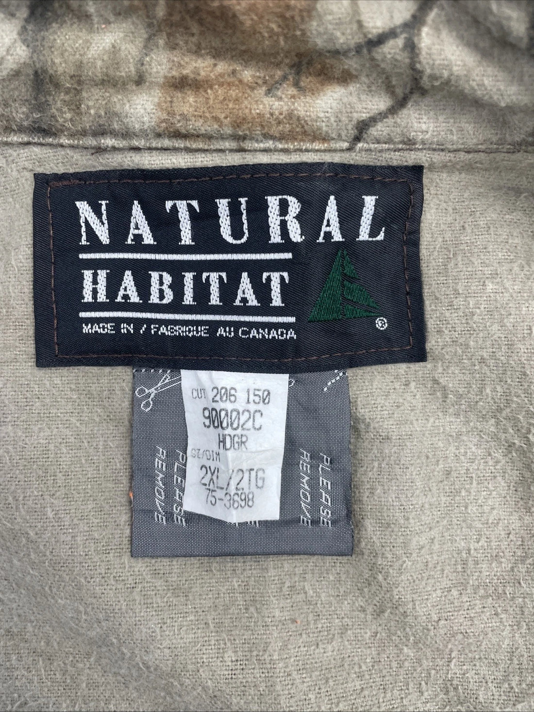 Vintage Natural Habitat Realtree Camo Bomber Jacket Size 2XL