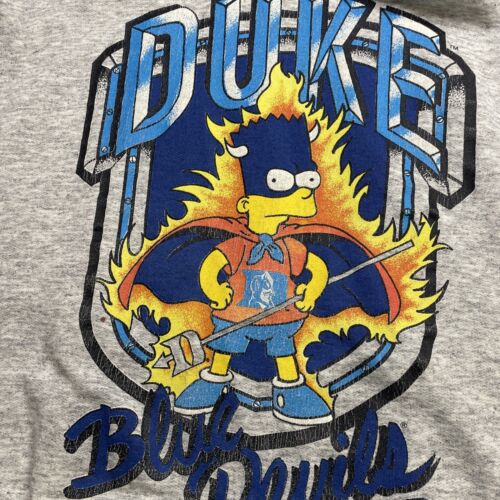 Vintage Duke Blue Devils Bart Simpson Sweatshirt Hoodie Medium 1993 90s NCAA