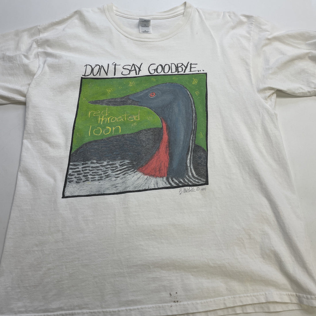 Vintage Don't Say Goodbye Red-Throated Loon T-Shirt Size XL Nature