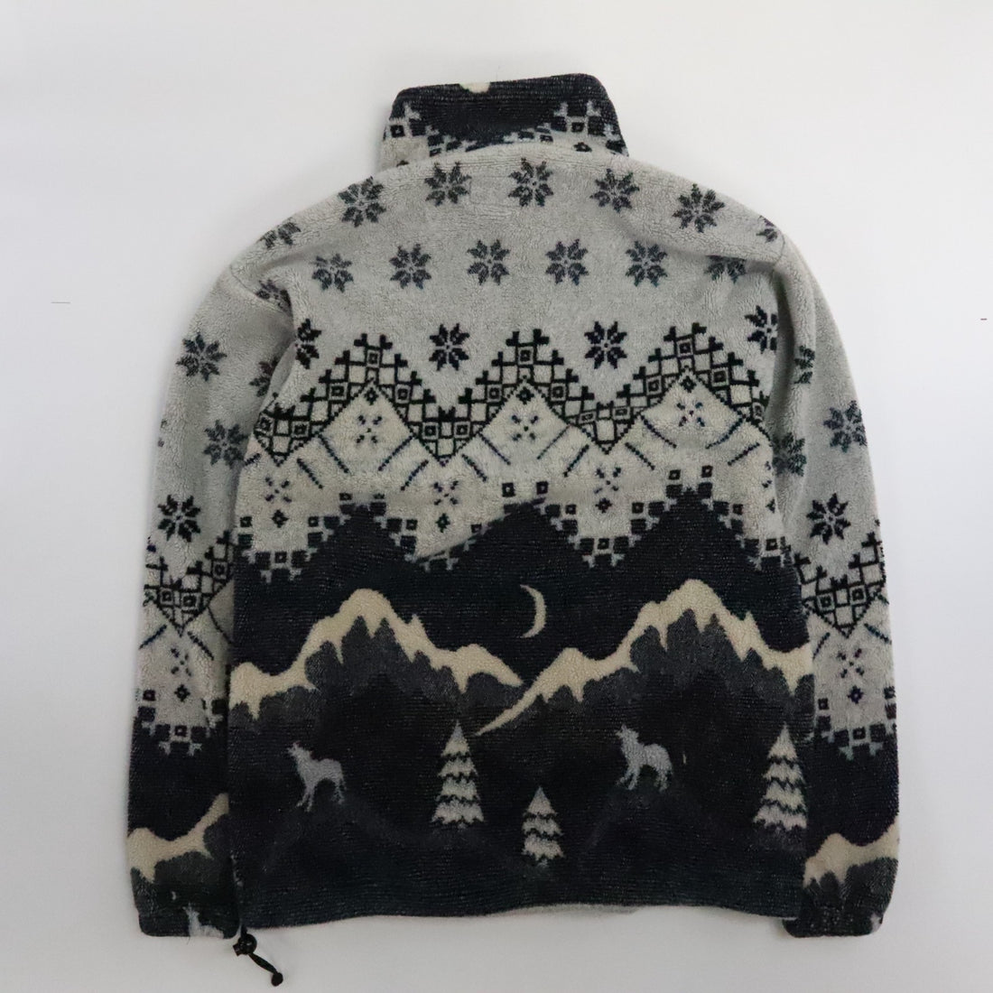 Vintage Snowflake Winter Mountain Fleece Jacket Size Medium All Over Print