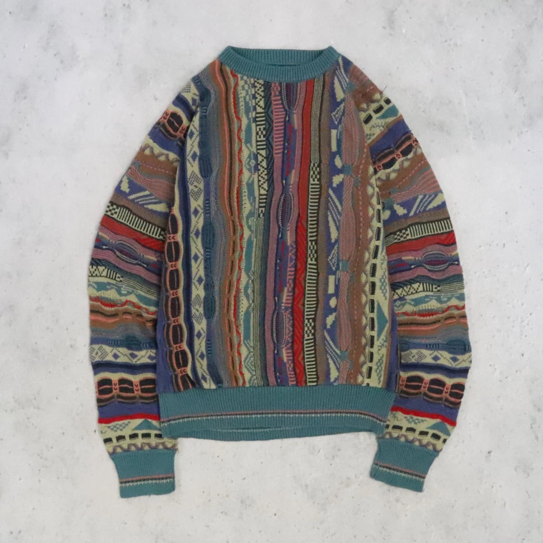 Vintage 3D Knit Crewneck Sweater Size Medium