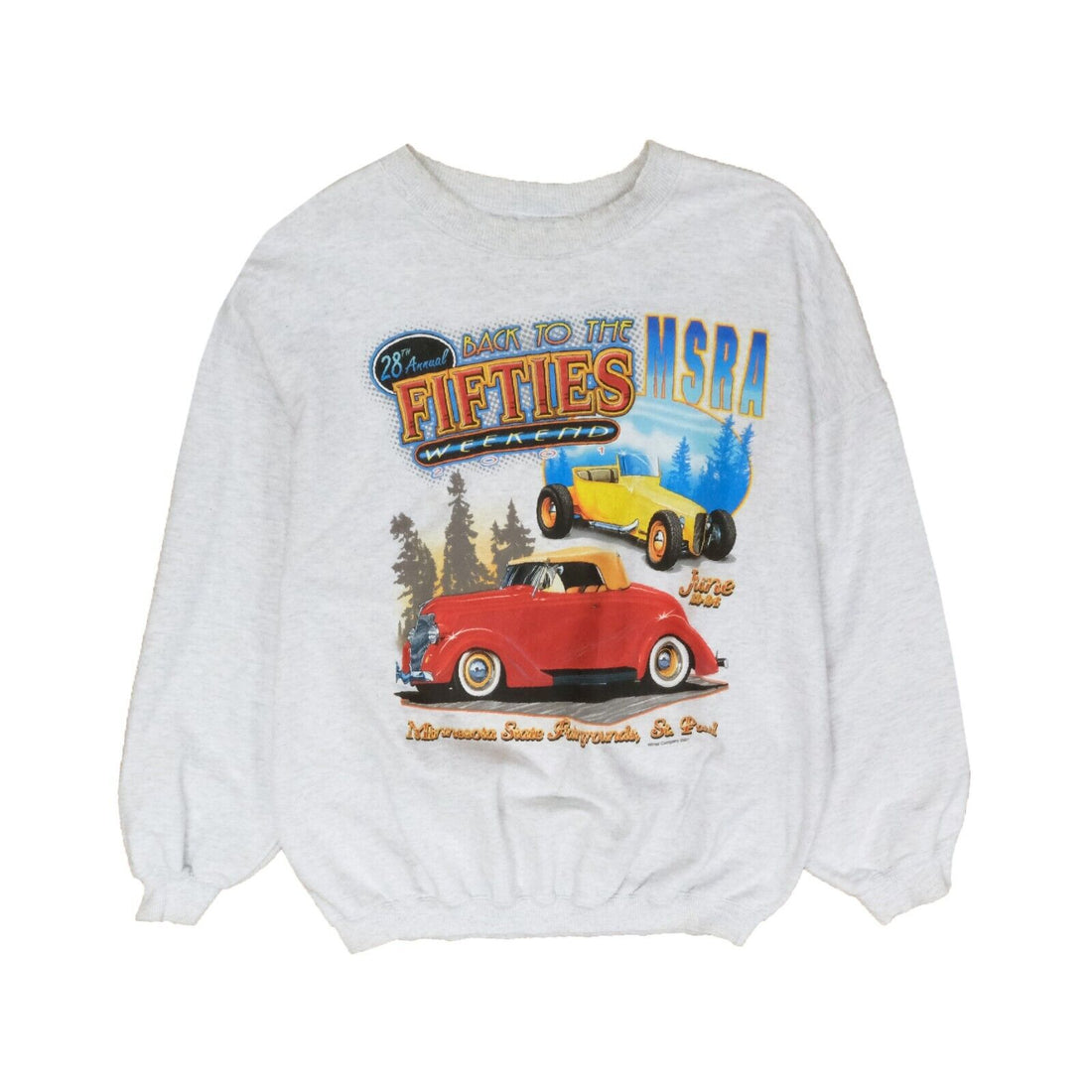 Vintage MSRA Back to The Fifties 28th Annual Car Show Sweatshirt Size XL 2001