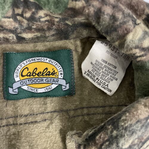 Vintage Cabela's Rebark Camo Button Up Shirt Size Small Camouflage