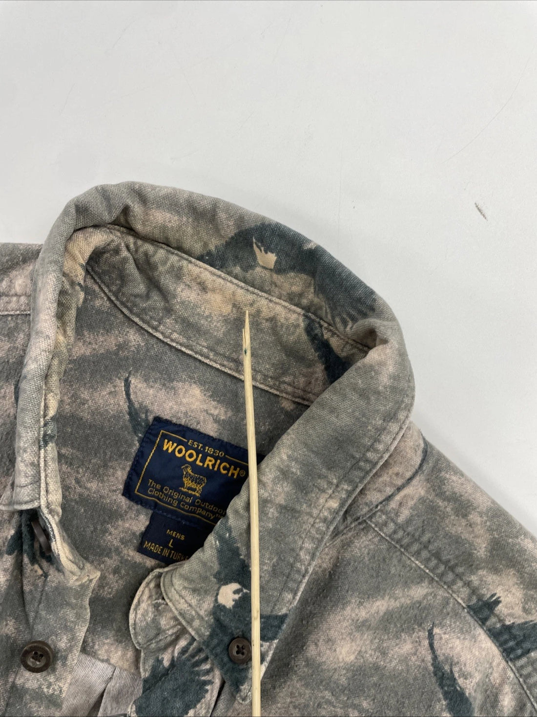 Woolrich Eagle Button Up Shirt Size Large All Over Print