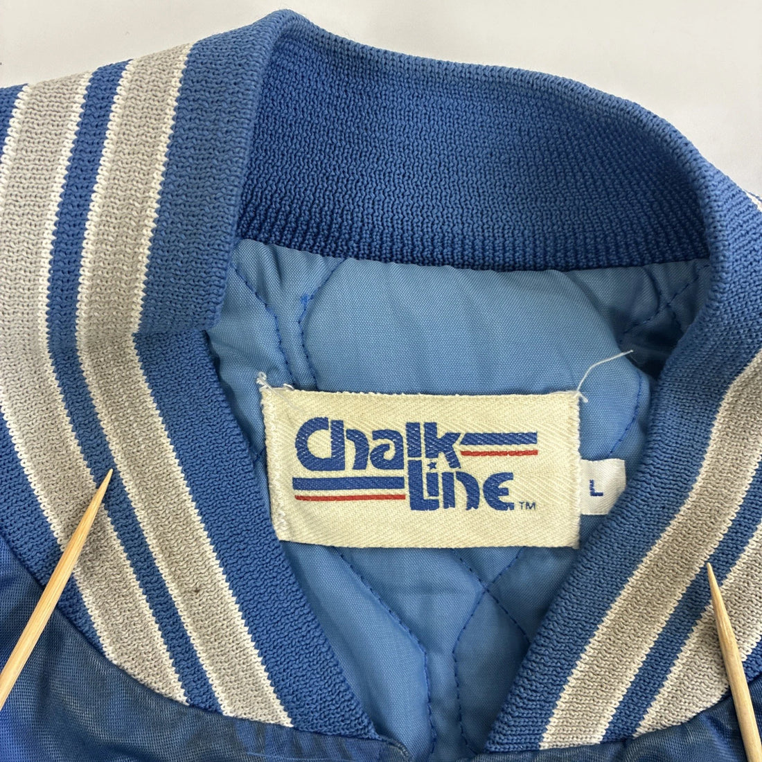 Detroit Lions Chalk Line Satin Bomber Jacket Size Large Vintage NFL