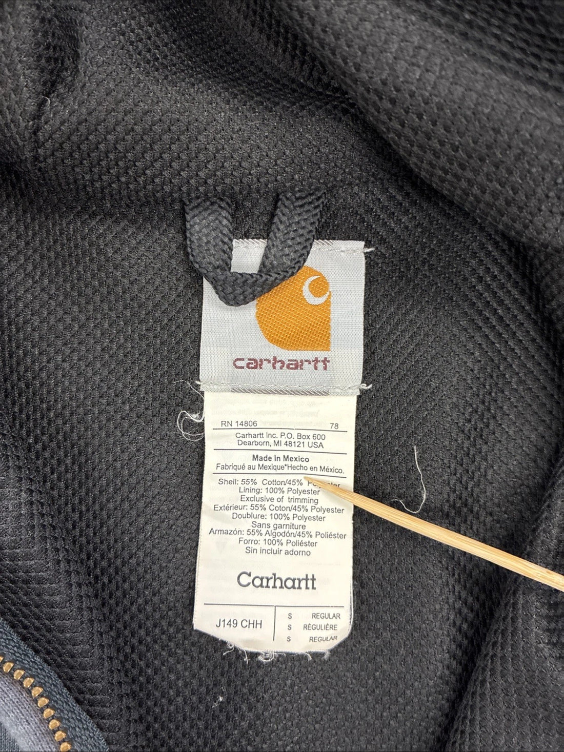 Vintage Carhartt Thermal Lined Sweatshirt Hoodie Size Small