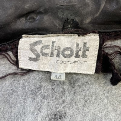 Vintage Schott Leather Bomber Jacket Size 44 Black