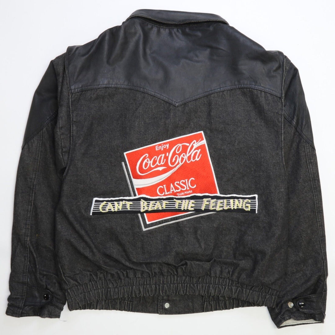 Vintage Coca Cola Classic Denim Bomber Jacket Size Small Coke Promo