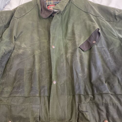 Vintage Australian Outback Waxed Field Coat Jacket Size 2XL Green