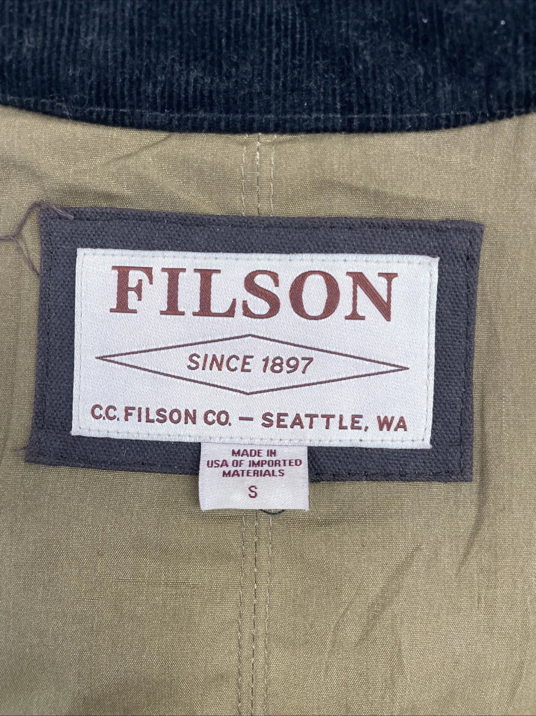 C.C. Filson Waxed Duster Coat Jacket Size Small Mahogany