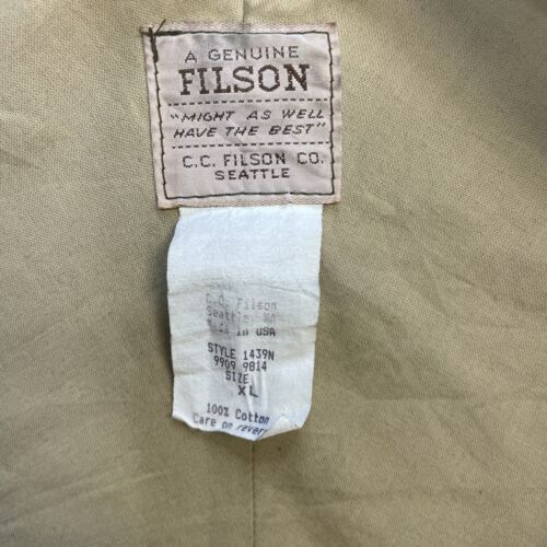 Vintage CC Filson Wax Coat Jacket Size XL Green Liner