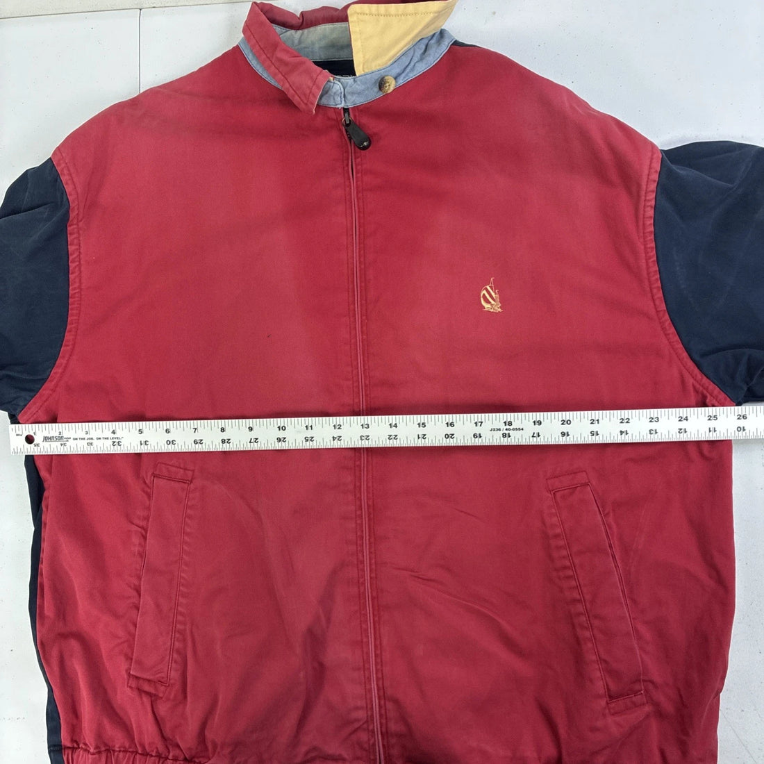 Vintage Nautica Two Tone Harrington Bomber Jacket Size Large Blue Red