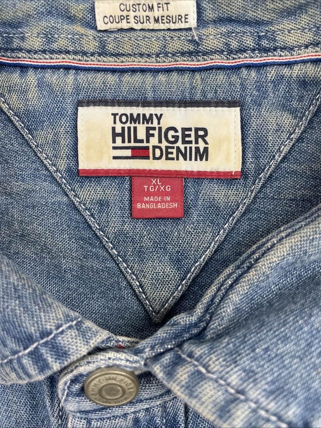 Tommy HIlfiger Flag Pocket Denim Button Up Shirt Size XL