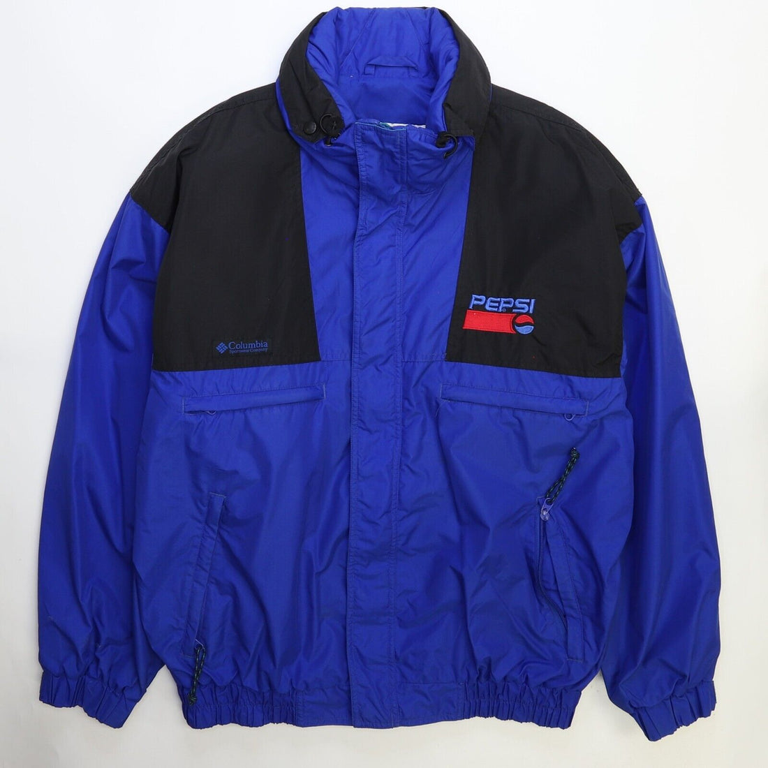 Vintage Columbia Pepsi Windbreaker Light Jacket Size XL Blue