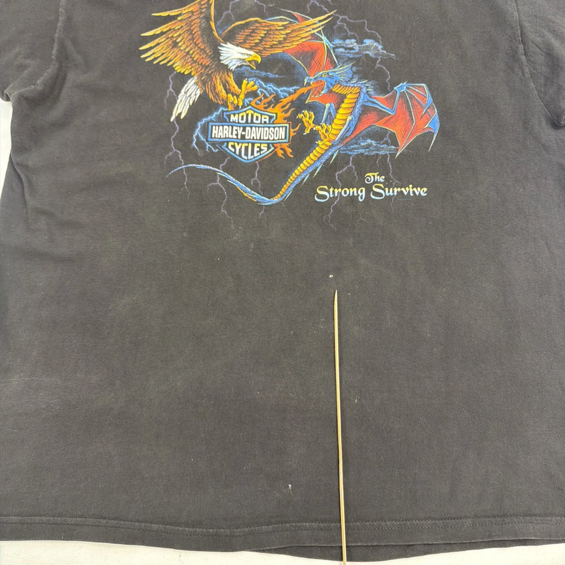 Vintage Harley Davidson Motorcycles The Strong Survive Eagle Dragon T-Shirt 2XL