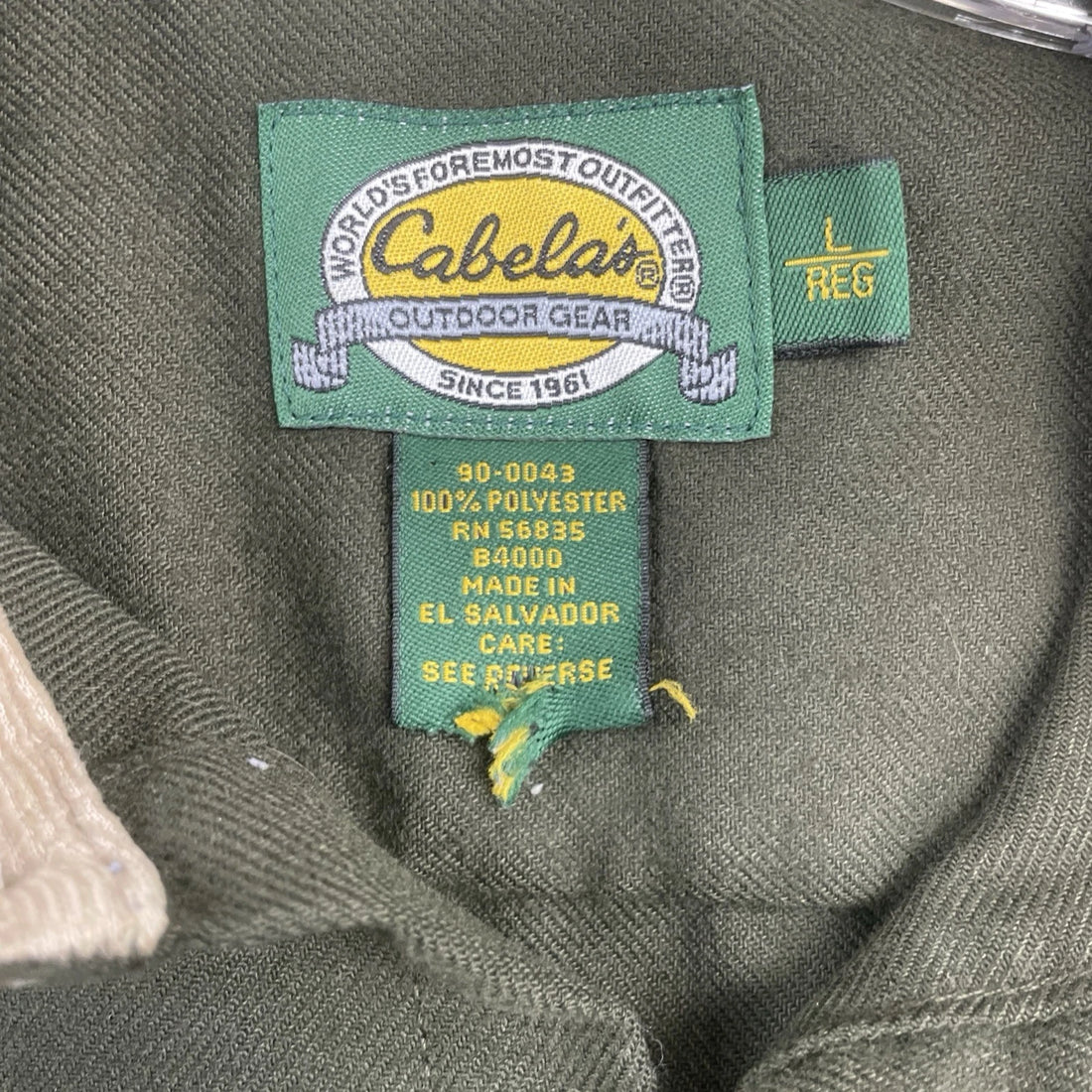 Vintage Cabela's Button Up Long Sleeve Shirt Size Large Green