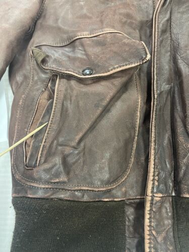 Vintage Schott Leather Bomber Jacket Size 40 Brown Made in USA
