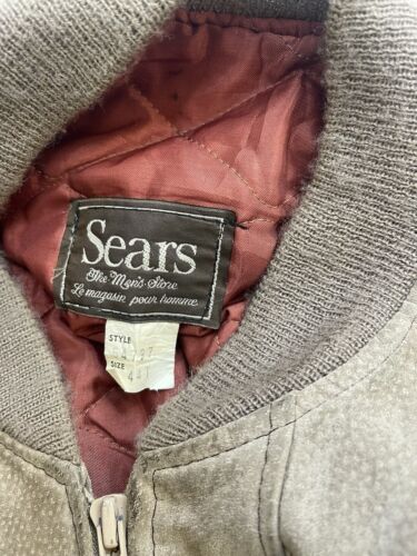 Vintage Sears Leather Suede Bomber Jacket Size 44 Tan