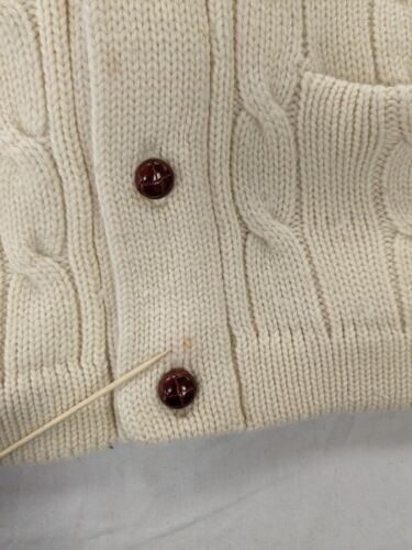 Vintage Polo Ralph Lauren Wool Cable Knit Cardigan Sweater Size Large Beige