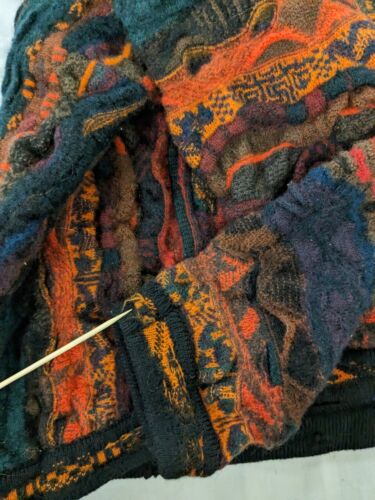 Vintage Coogi 3D Knit V-Neck Sweater Size Large Multicolour Pullover