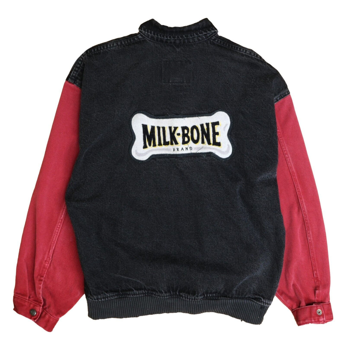 Vintage Milk Bone Denim Bomber Jacket Size Medium