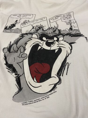 Vintage Taz Looney Tunes T-Shirt Size XL White Cartoon Comics 1992 90s