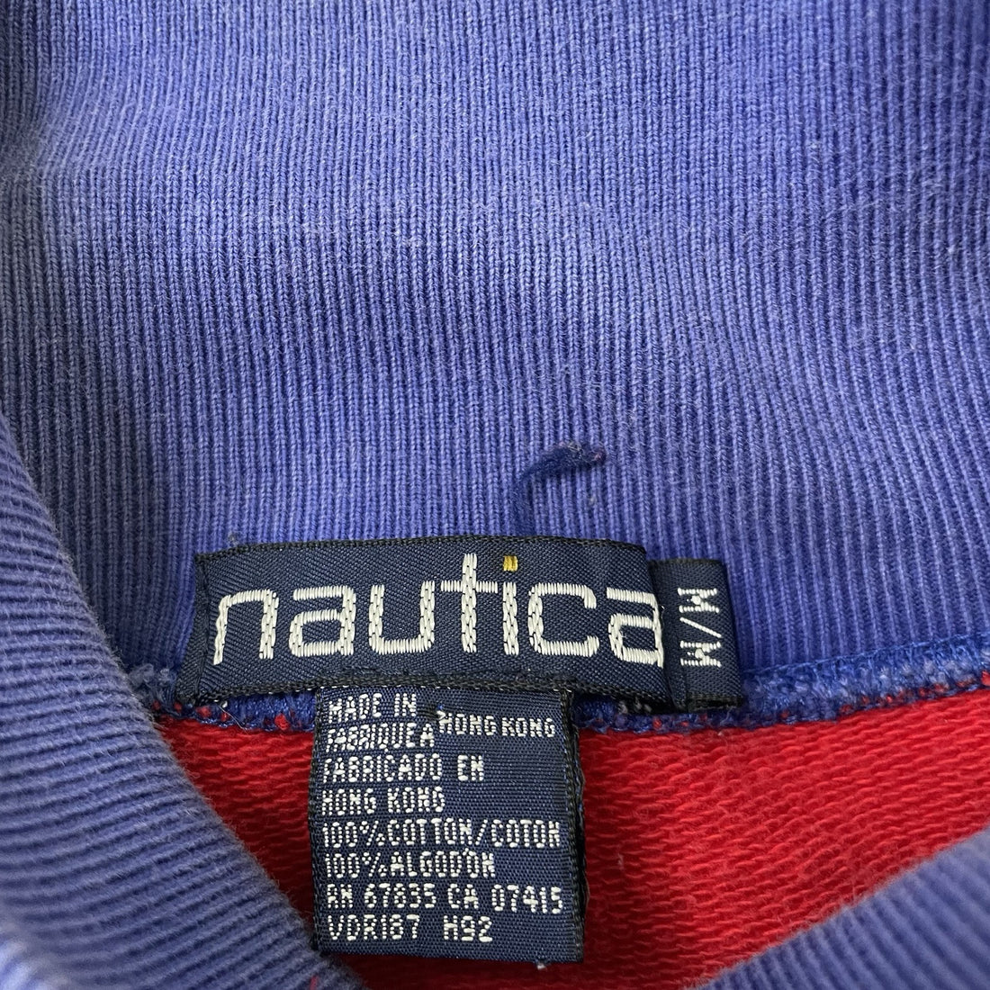 Vintage Nautica Mock Neck Pocket Sweatshirt Size Medium Striped