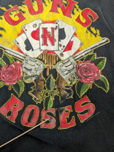 Vintage Guns N Roses Aces Tour T-Shirt Size Medium Black Band Tee 1991 90s