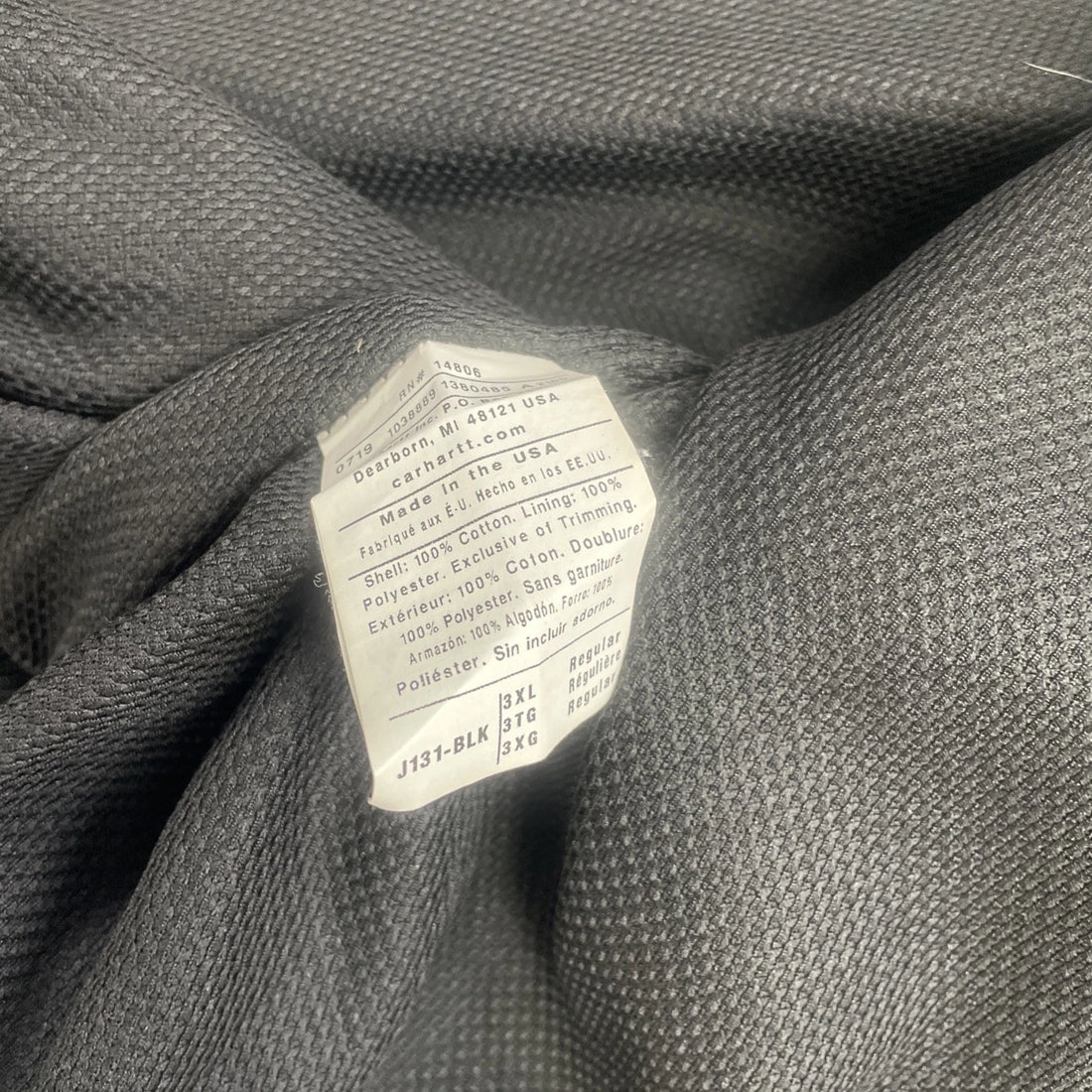 Carhartt Canvas Active Bomber Work Jacket Size 3XL Black