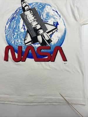 Vintage NASA Space T-Shirt Size XL White 90s