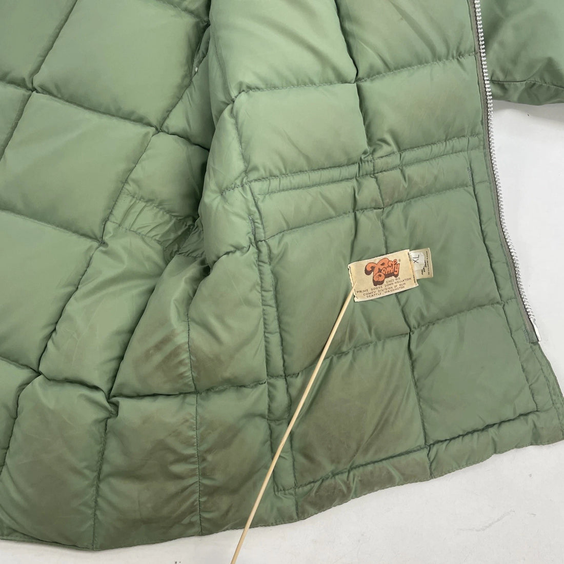 Vintage Comfy Seattle Quilted Parka Coat Jacket XL Green Goose Down Insulated
