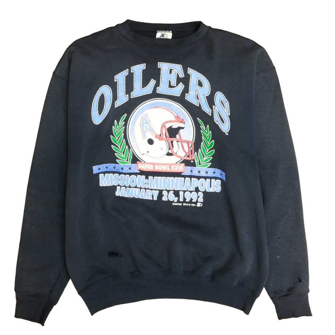 Vintage Houston Oilers Super Bowl XXVI Starter Sweatshirt Large 1991 90s NFL