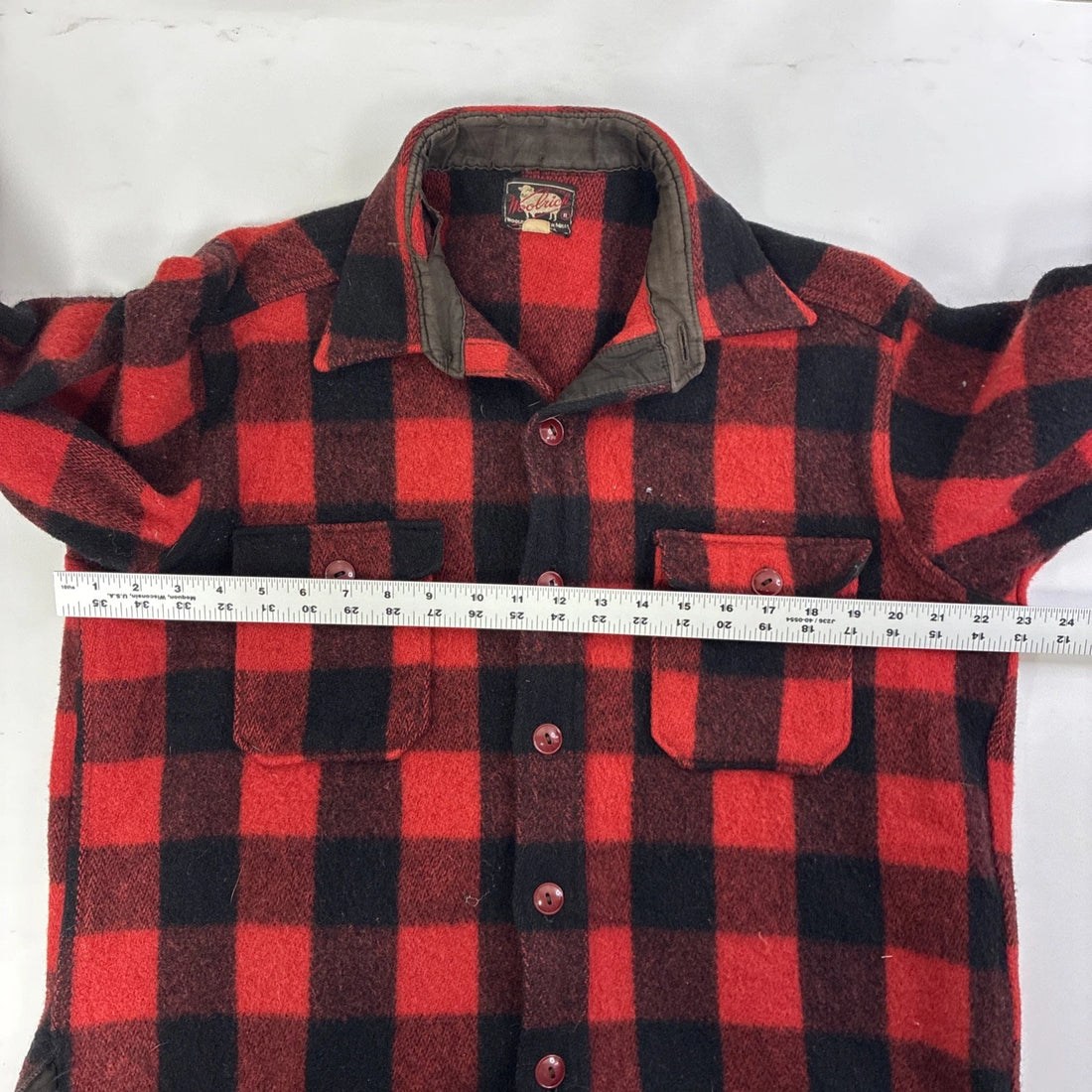 Vintage Woolrich Wool Buffalo Plaid Shirt Jacket Size 17 60s