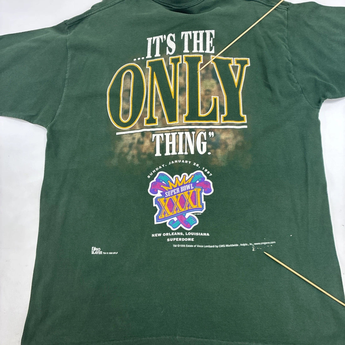 Vintage Green Bay Packers Vince Lombardi Super Bowl XXXI T-Shirt XL 1996 NFL