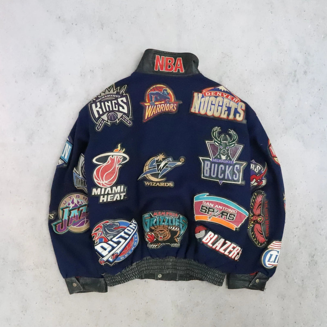 Jeff Hamilton Limited Edition NBA Patch Leather Wool Varsity Jacket Size 6X