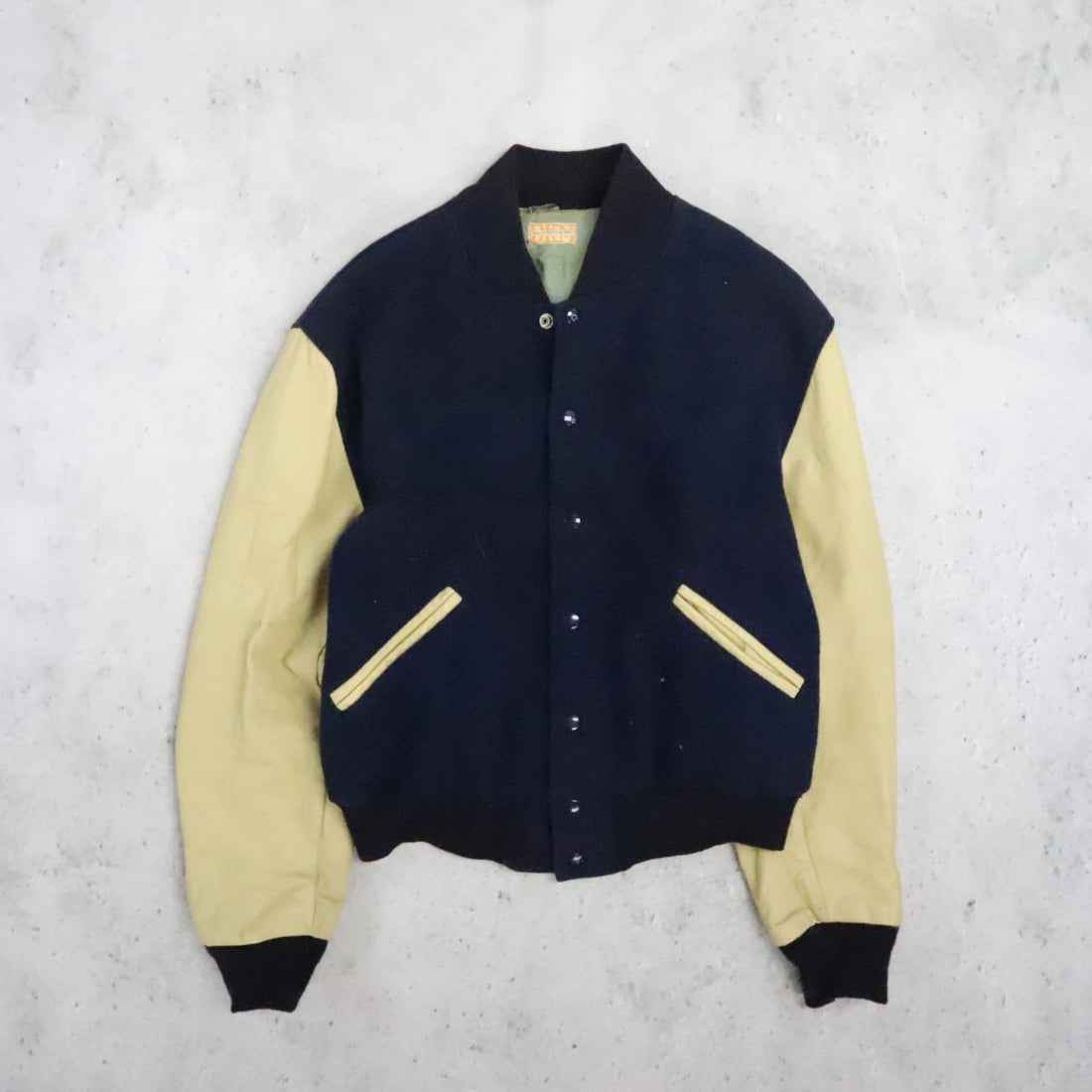 Vintage Detroit Knitting Mills Leather Wool Varsity Letterman Jacket Size 46