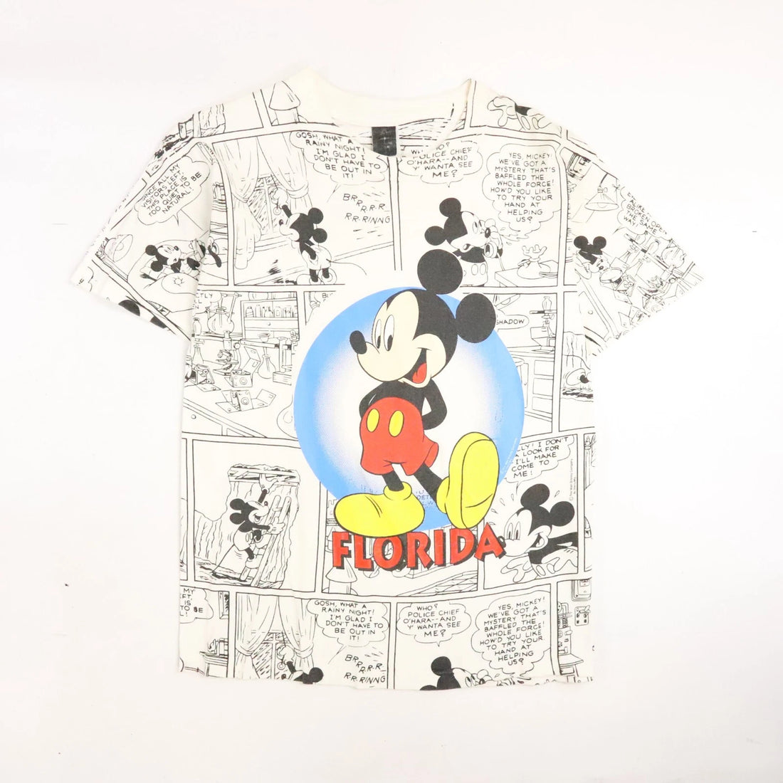 Vintage Mickey Mouse Florida Comic Strip Disney T-Shirt XL All Over Print 90s