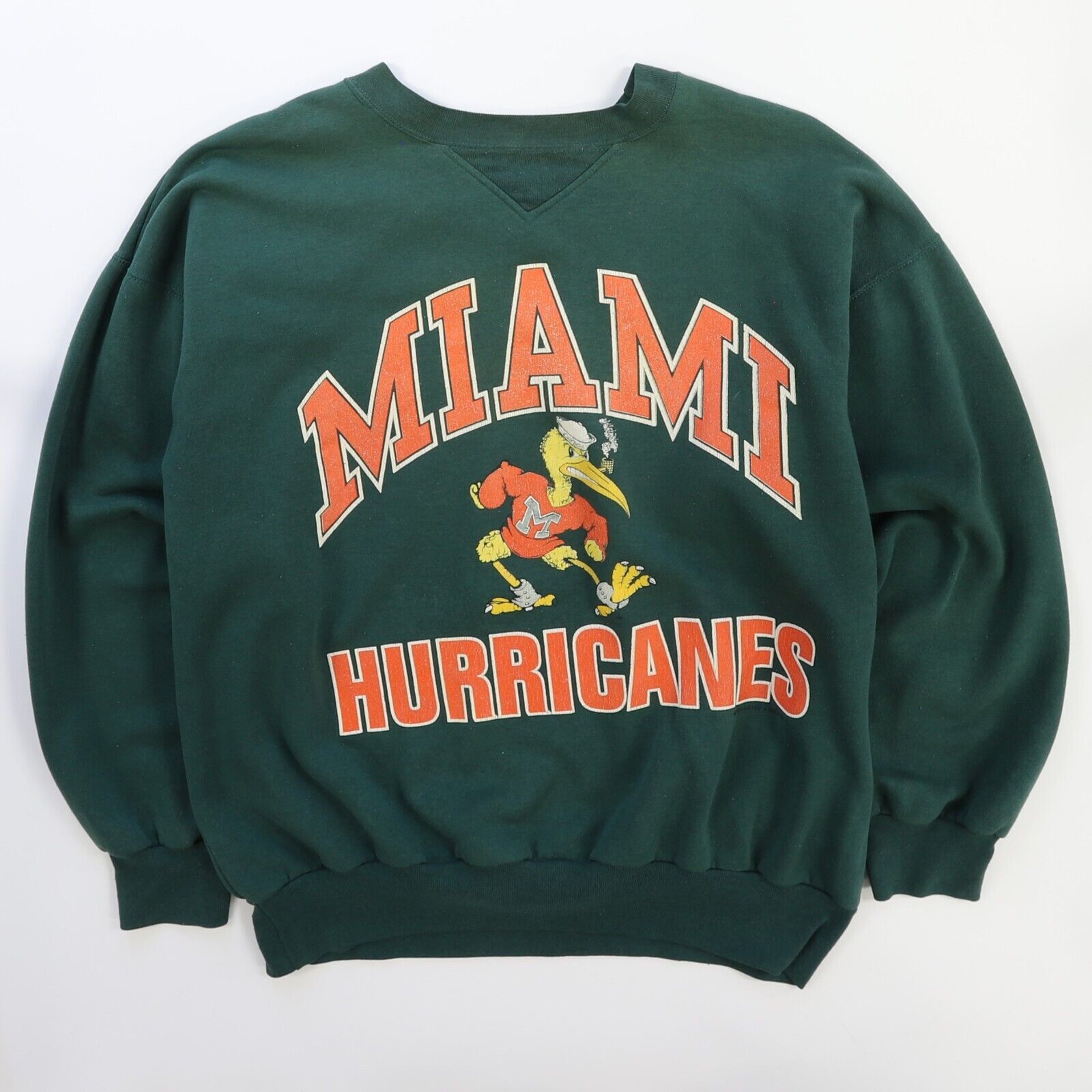 Vintage Miami Hurricanes Crewneck Sweatshirt Size Large 90s NCAA Throwback Vault