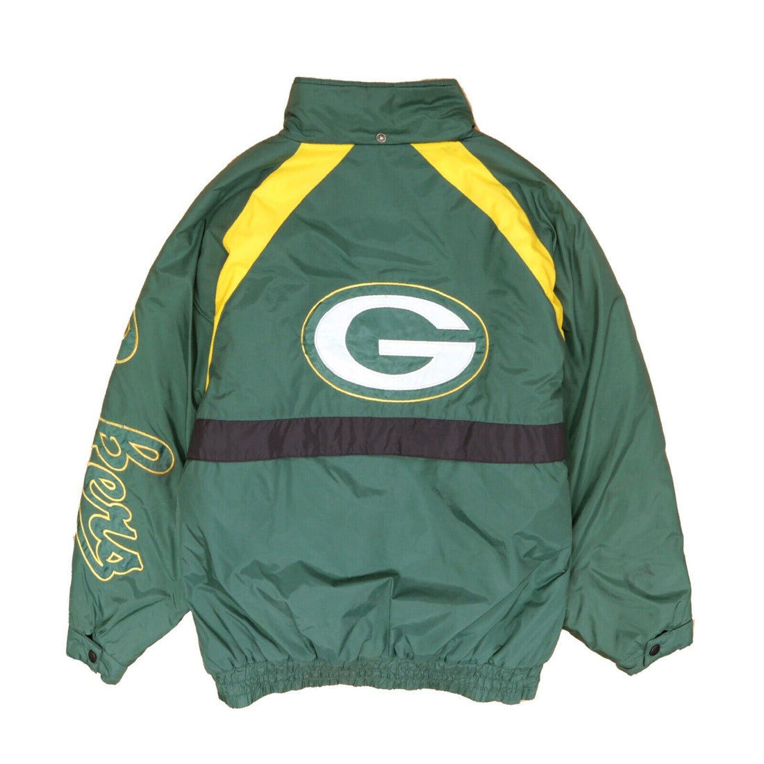 Vintage Green Bay Packer Logo 7 Puffer Jacket Size Large Green Insulated 90s NFL