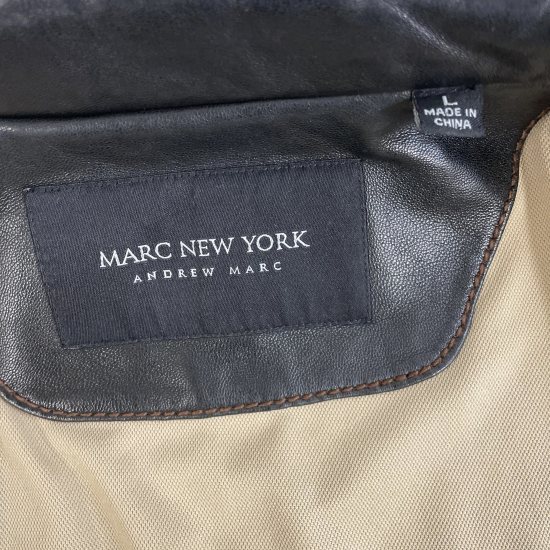 Andrew Marc New York Leather Coat Jacket Size Large Black