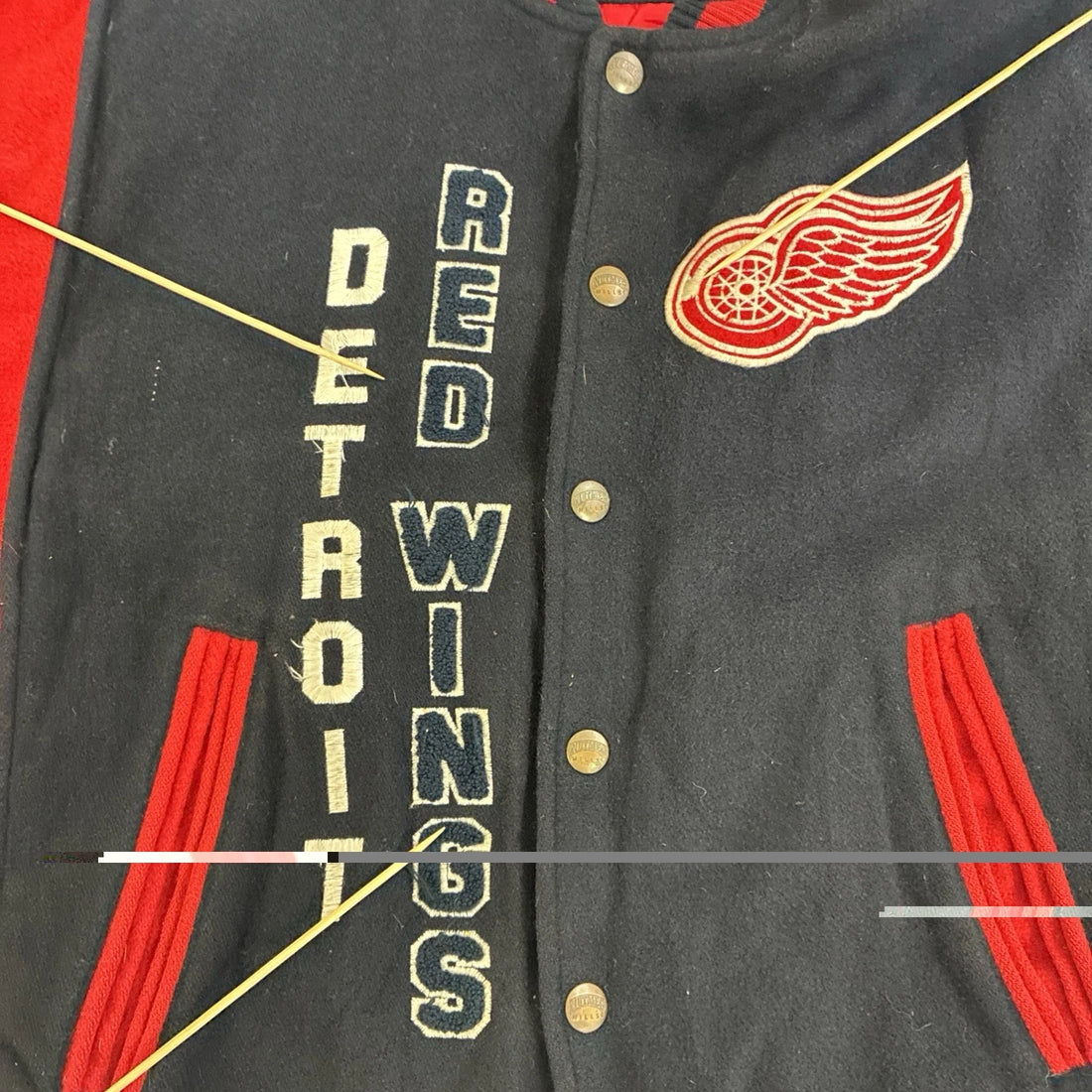 Vintage Detroit Red Wings Nutmeg Wool Varsity Jacket Size Large NHL