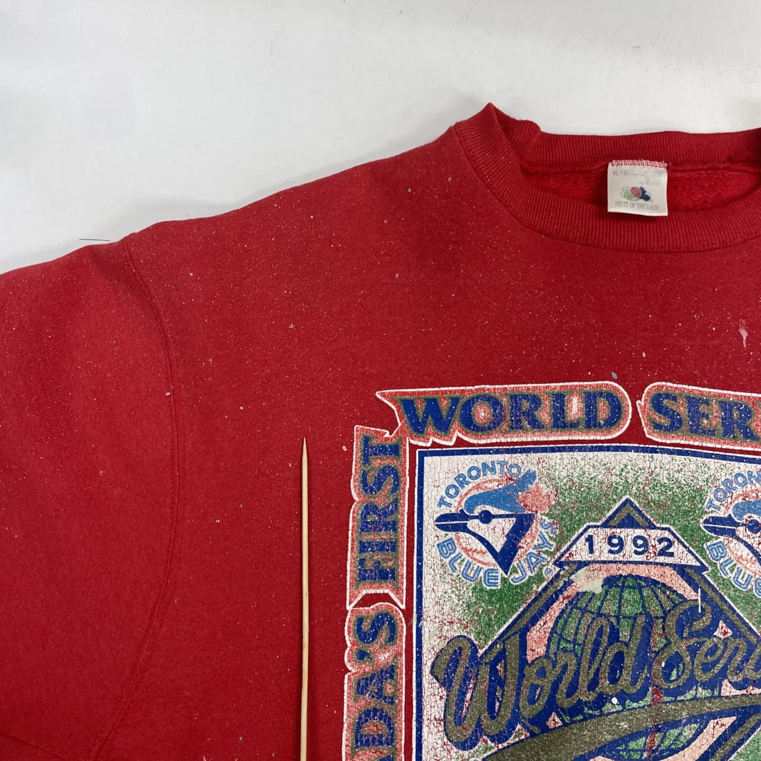 Vintage Toronto Blue Jays World Series Champs Sweatshirt XL Paint Splatter MLB