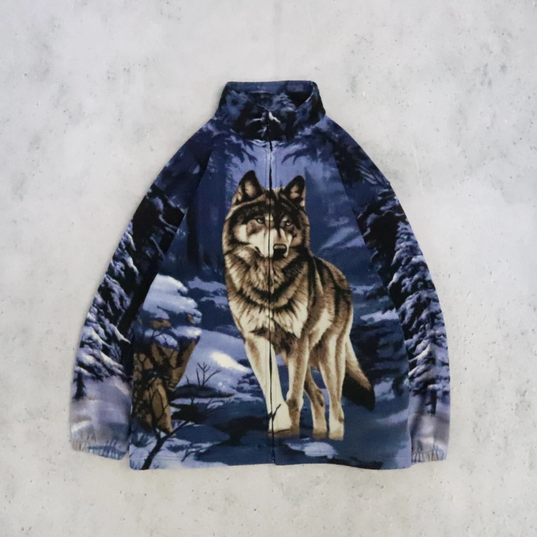 Vintage Wolf Winter Fleece Jacket Size Large