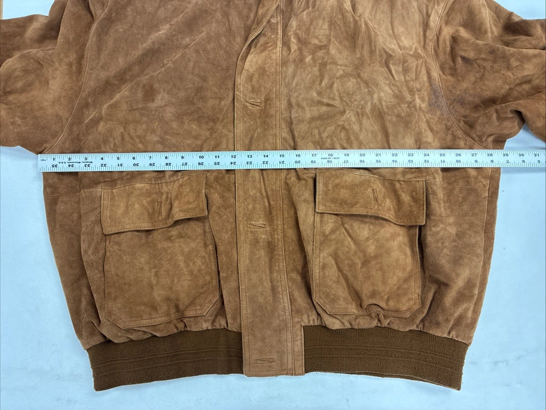 Vintage Solsona Lamb Suede Bomber Jacket Size 2XL Barcelona Spain