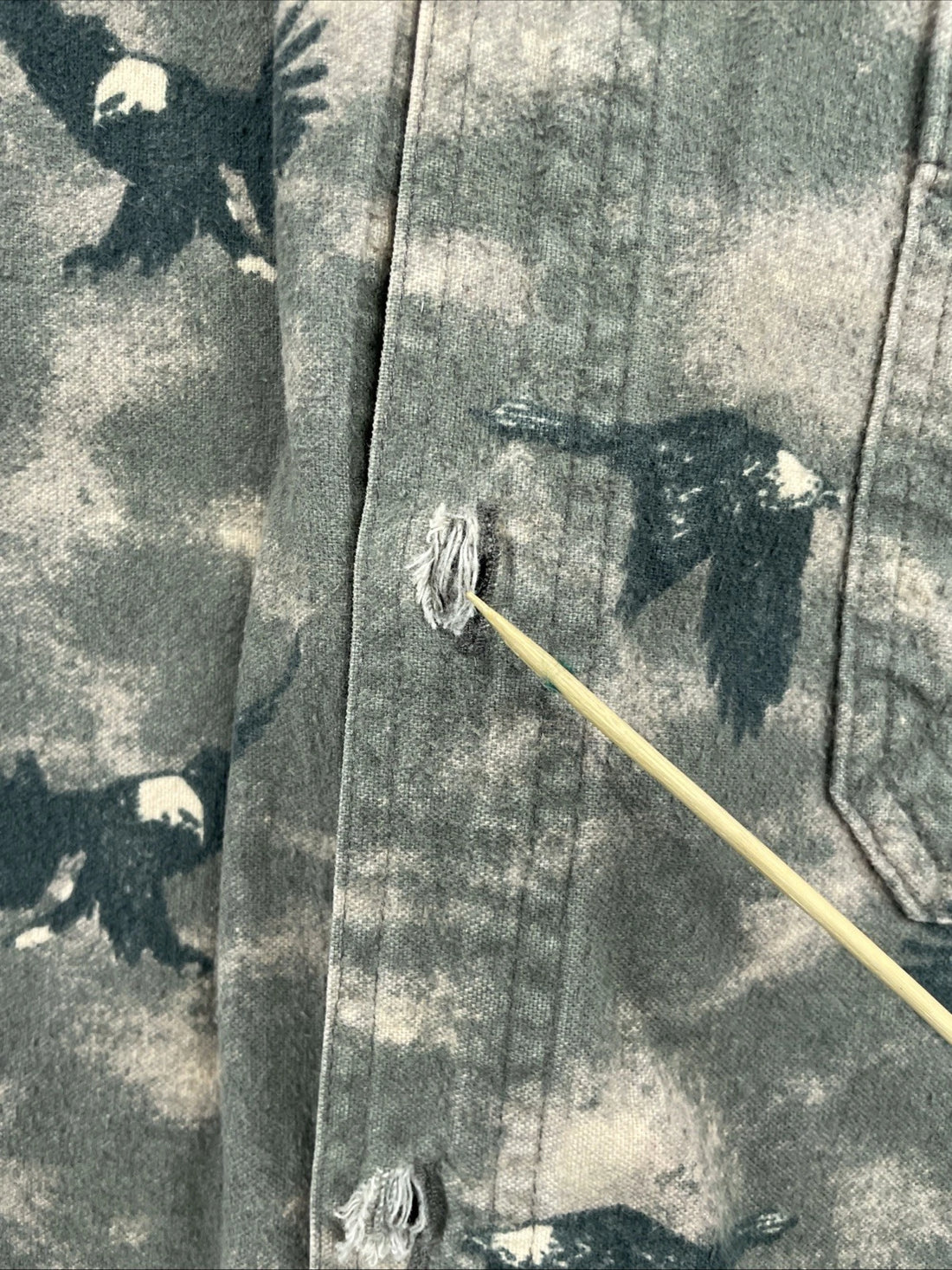 Woolrich Eagle Button Up Shirt Size Large All Over Print